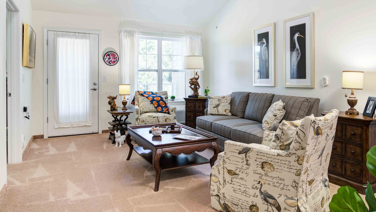 A living room in a Linwood Estates apartment
