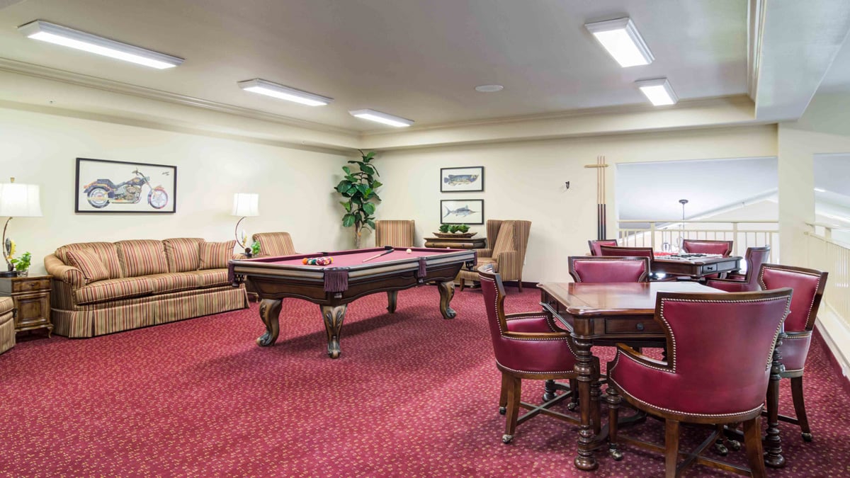 The game room at Linwood Estates