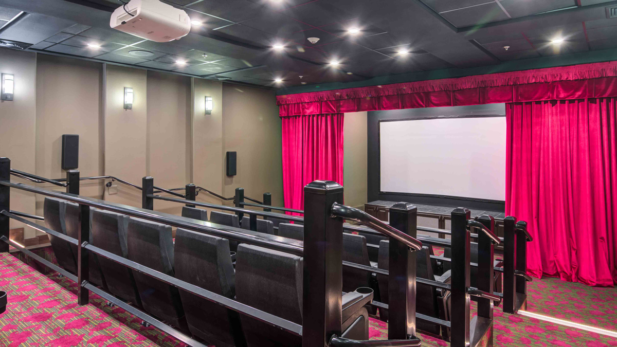 The theater room at Linwood Estates